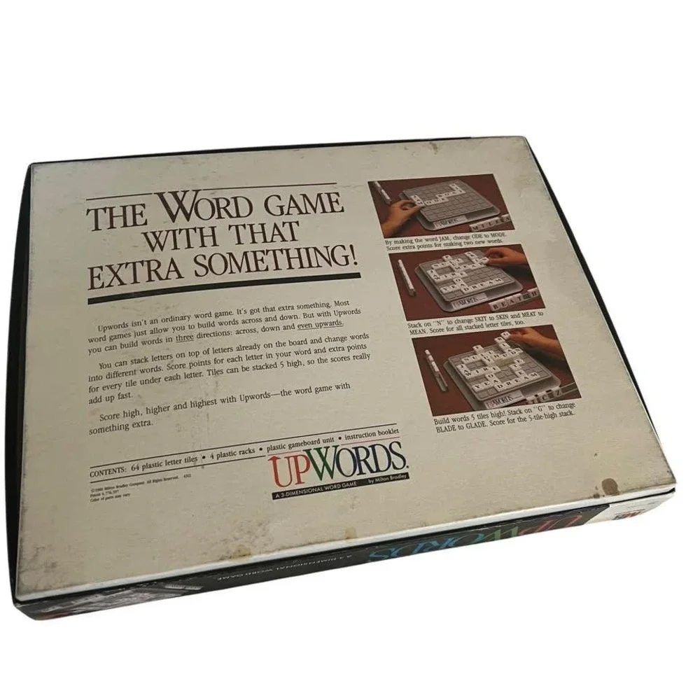 Upwords Board Game Milton Bradley Vintage COLLECTIBLE 1988 Complete 8x8 GRID